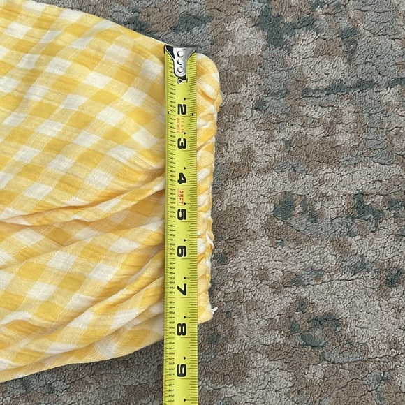Zara One Shoulder Long Sleeve Top Yellow Gingham Blogger Fave M - Picture 9 of 11